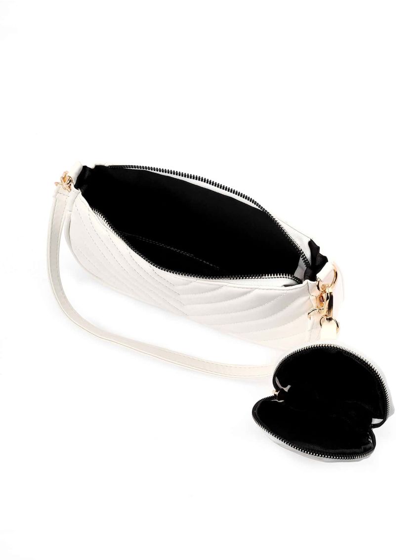 Chevron Baguette Bag With Coin Case