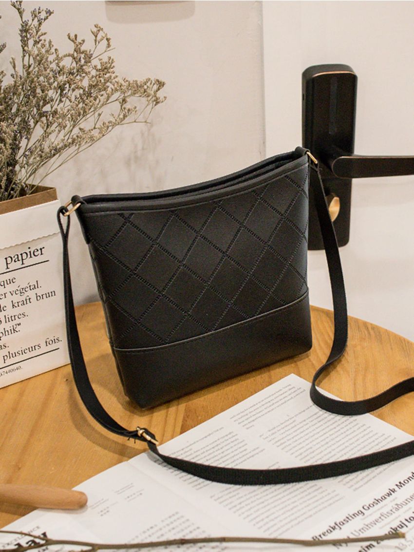 Stitch Detail Two Tone Bucket Bag