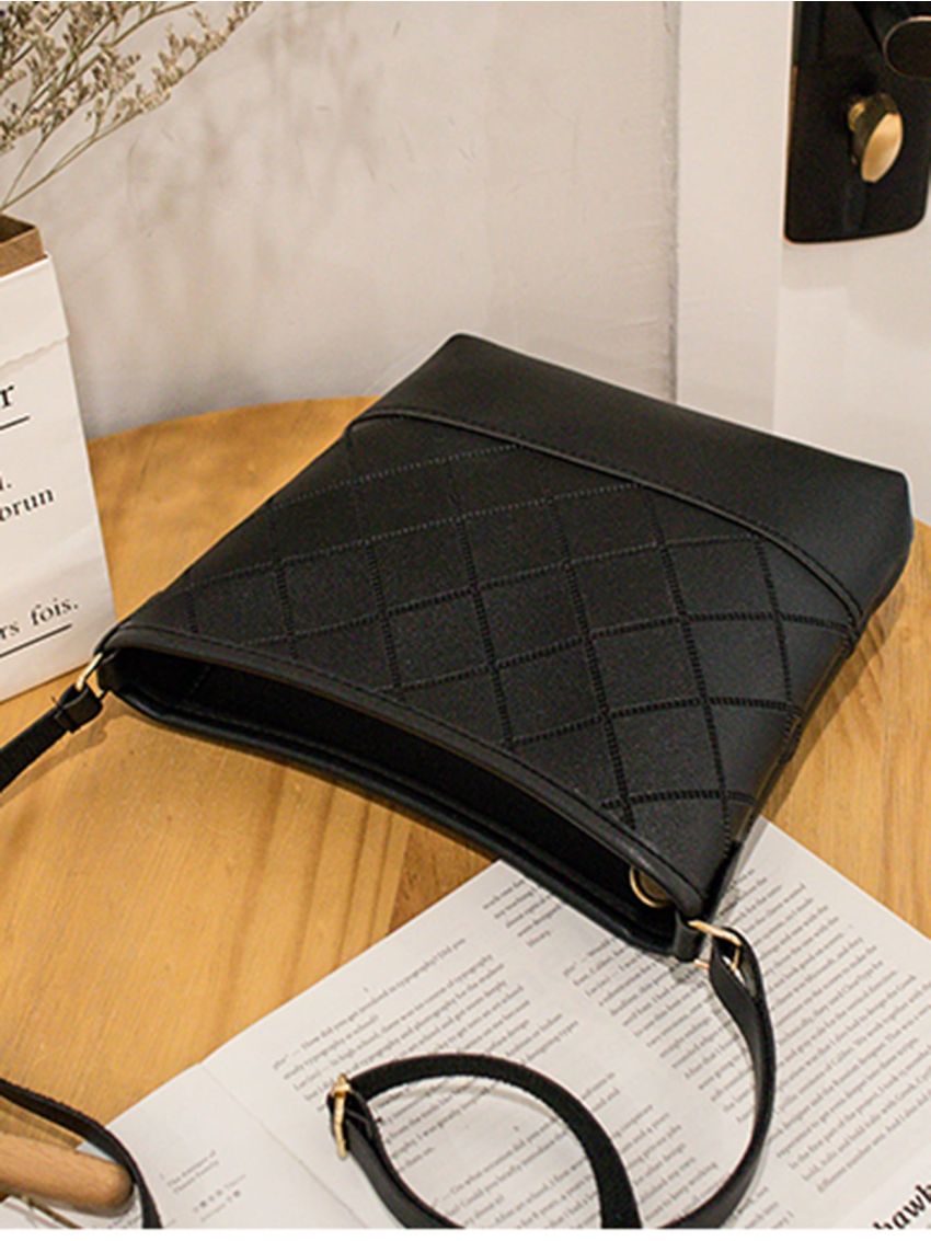 Stitch Detail Two Tone Bucket Bag