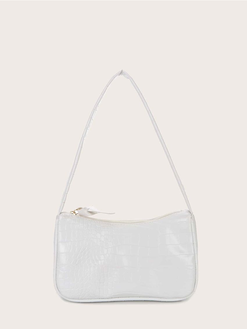 Croc Embossed Baguette Bag