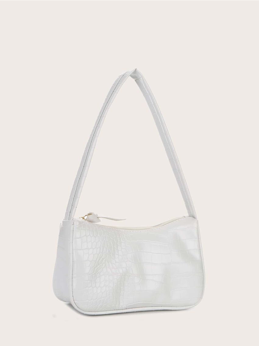 Croc Embossed Baguette Bag