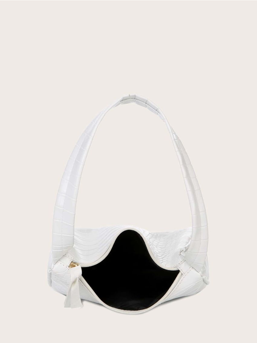 Croc Embossed Baguette Bag