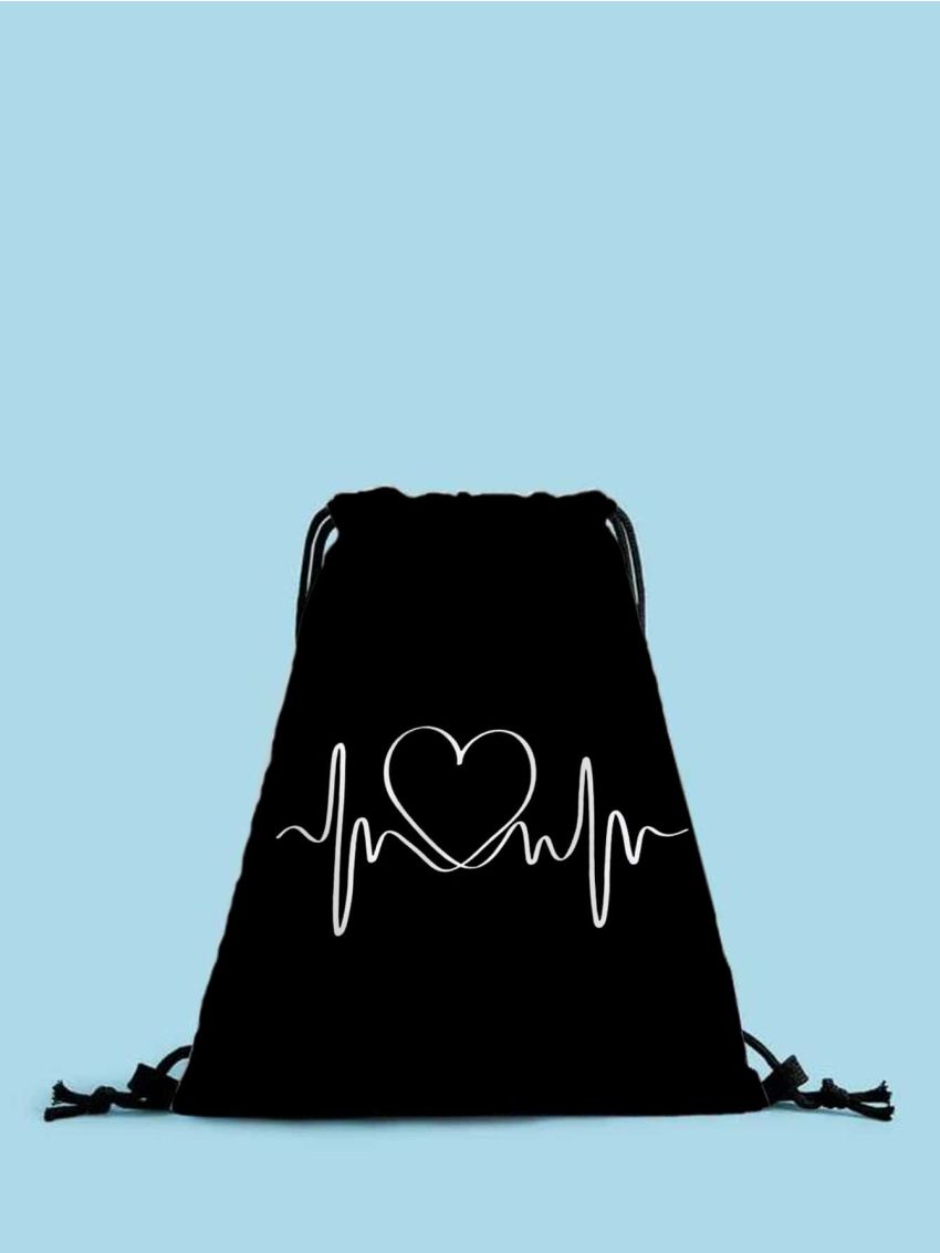 Heart Graphic Drawstring Backpack