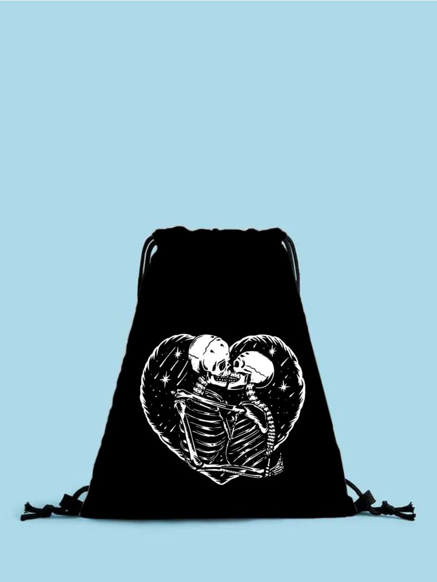 Skull Graphic Drawstring Backpack