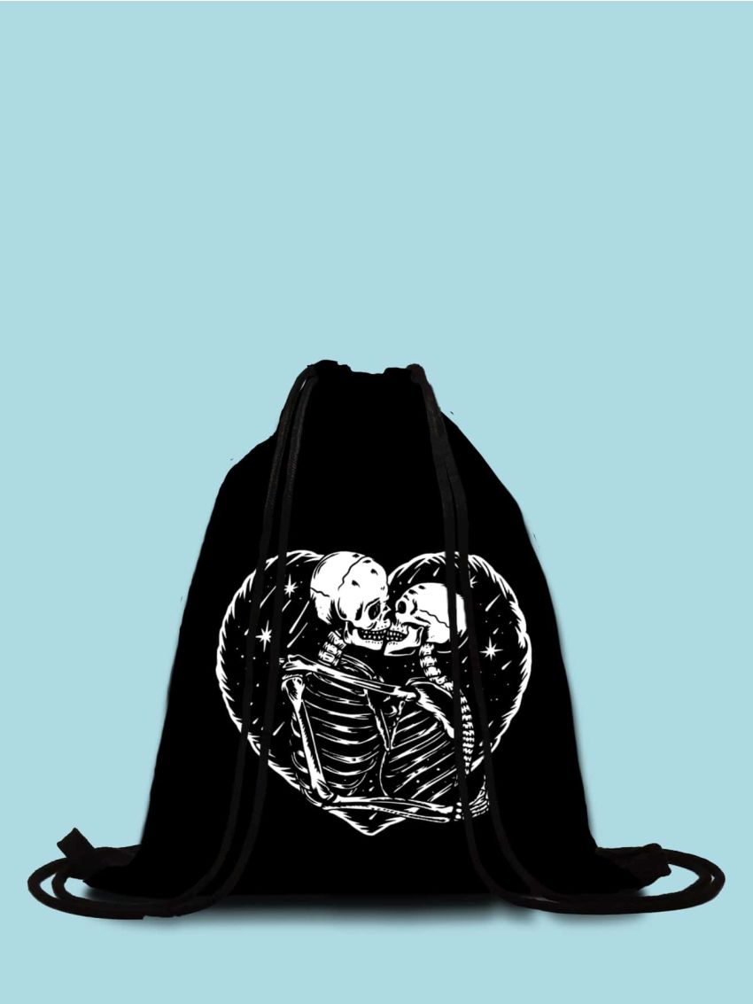 Skull Graphic Drawstring Backpack