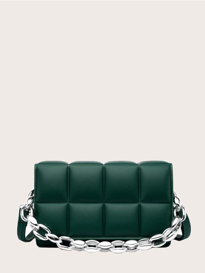 Mini Chain Quilted Flap Satchel Bag