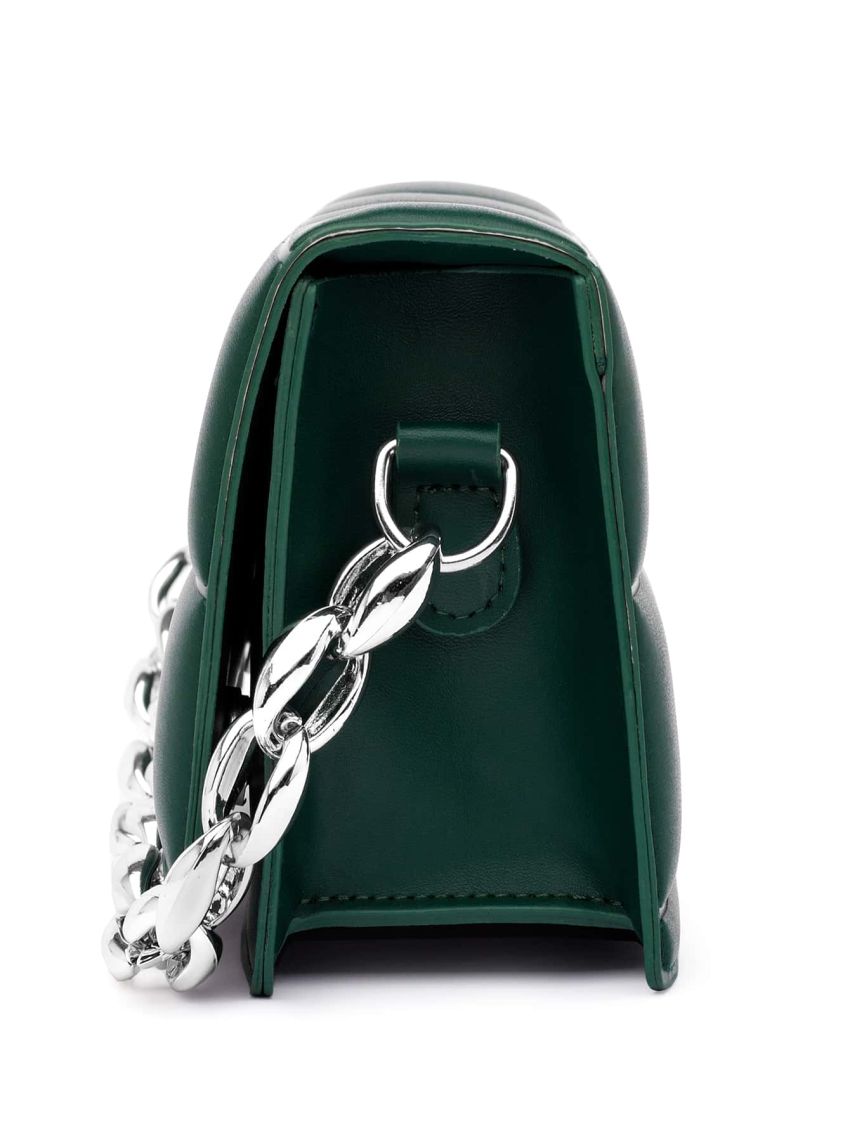 Mini Chain Quilted Flap Satchel Bag