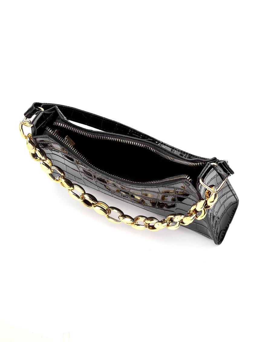 Croc Embossed Chain Shoulder Bag