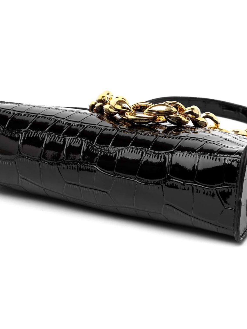 Croc Embossed Chain Shoulder Bag