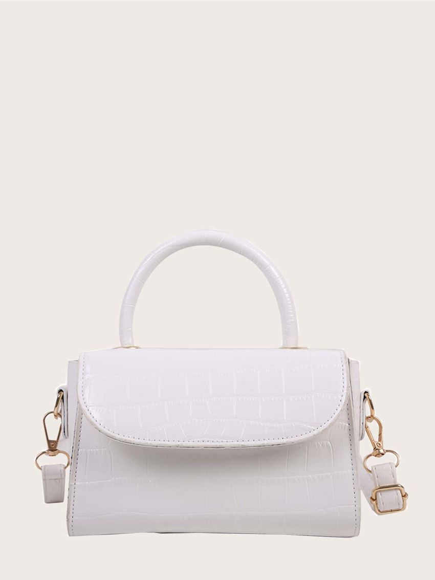Mini Croc Embossed Top Handle Satchel Bag