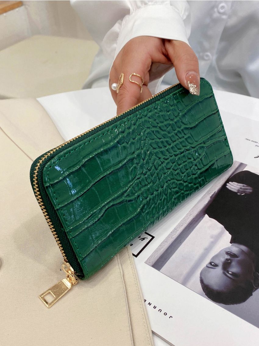 Croc Embossed Long Purse