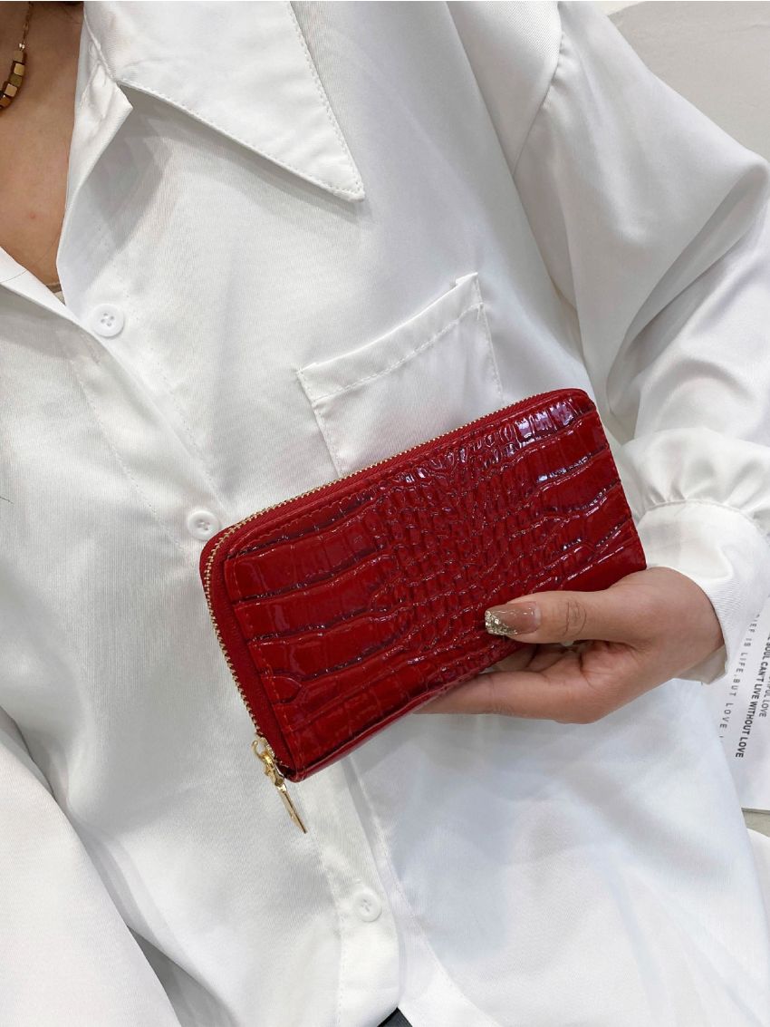 Croc Embossed Long Purse