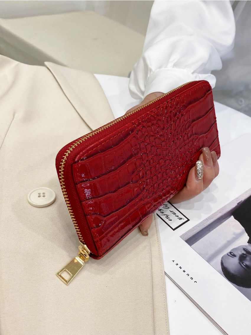 Croc Embossed Long Purse