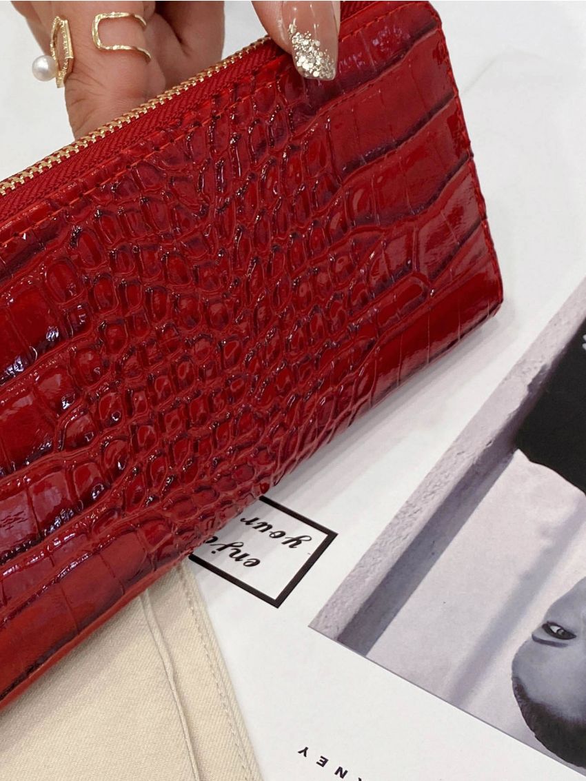 Croc Embossed Long Purse