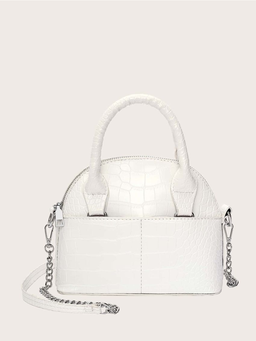Mini Croc Embossed Satchel Bag