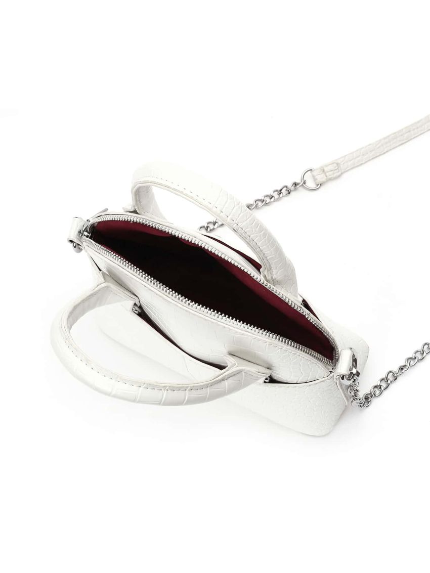 Mini Croc Embossed Satchel Bag