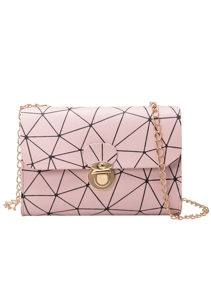 Mini Geometric Graphic Push Lock Chain Bag