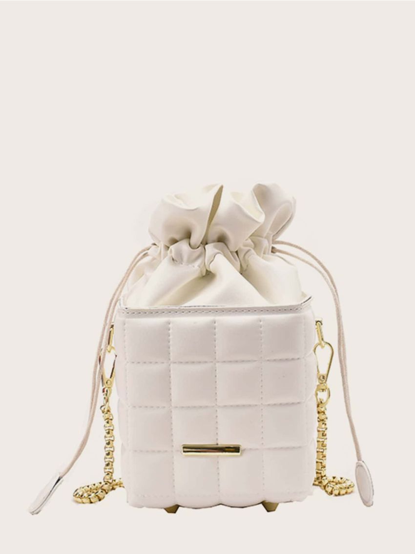 Mini Quilted Drawstring Bucket Bag