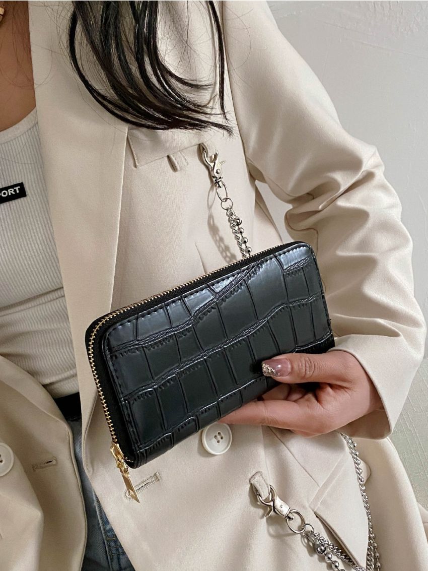 Croc Embossed Long Purse