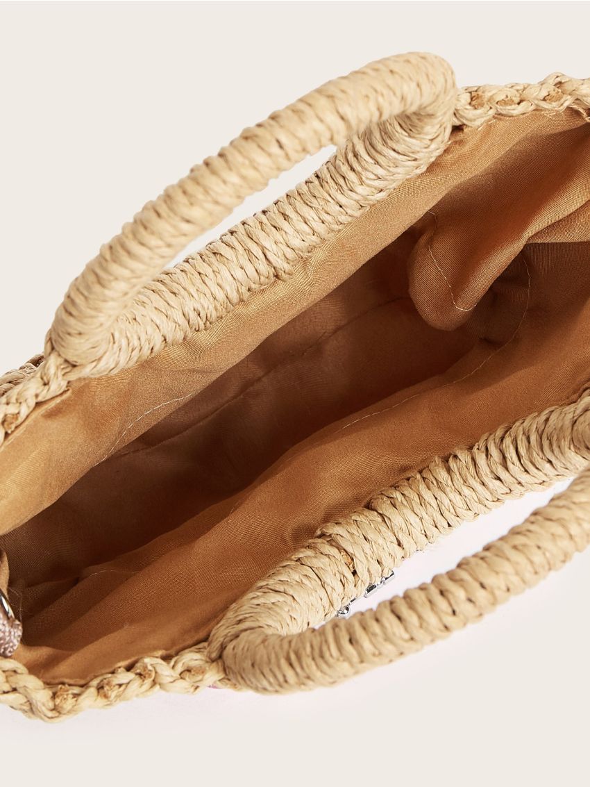 Fringe Decor Straw Satchel Bag