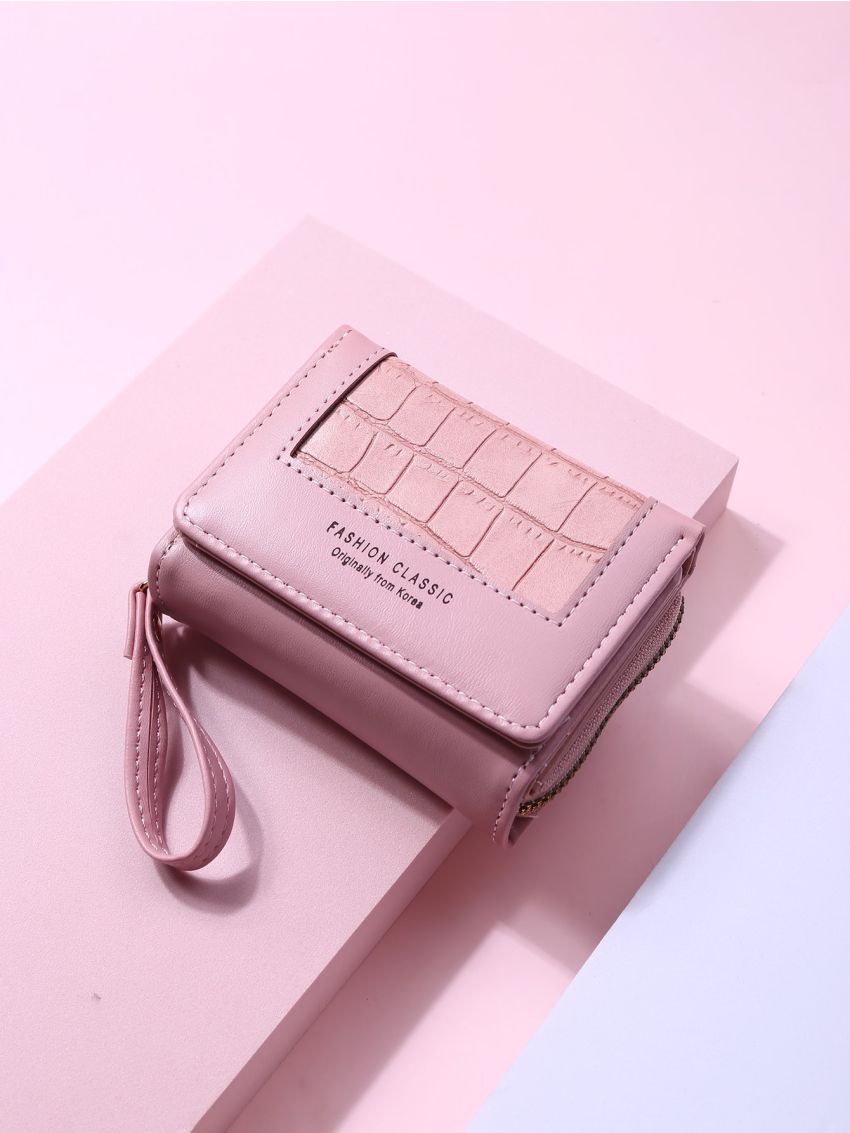 Croc Embossed Fold Over Purse