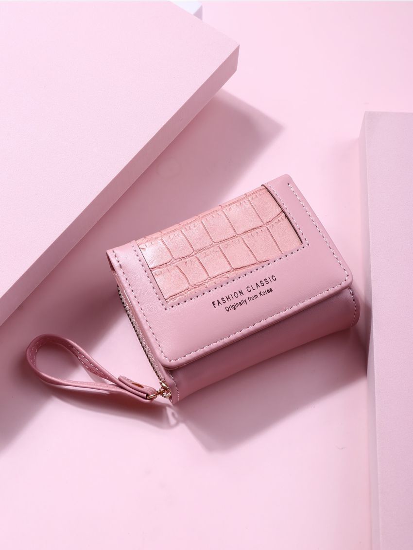 Croc Embossed Fold Over Purse