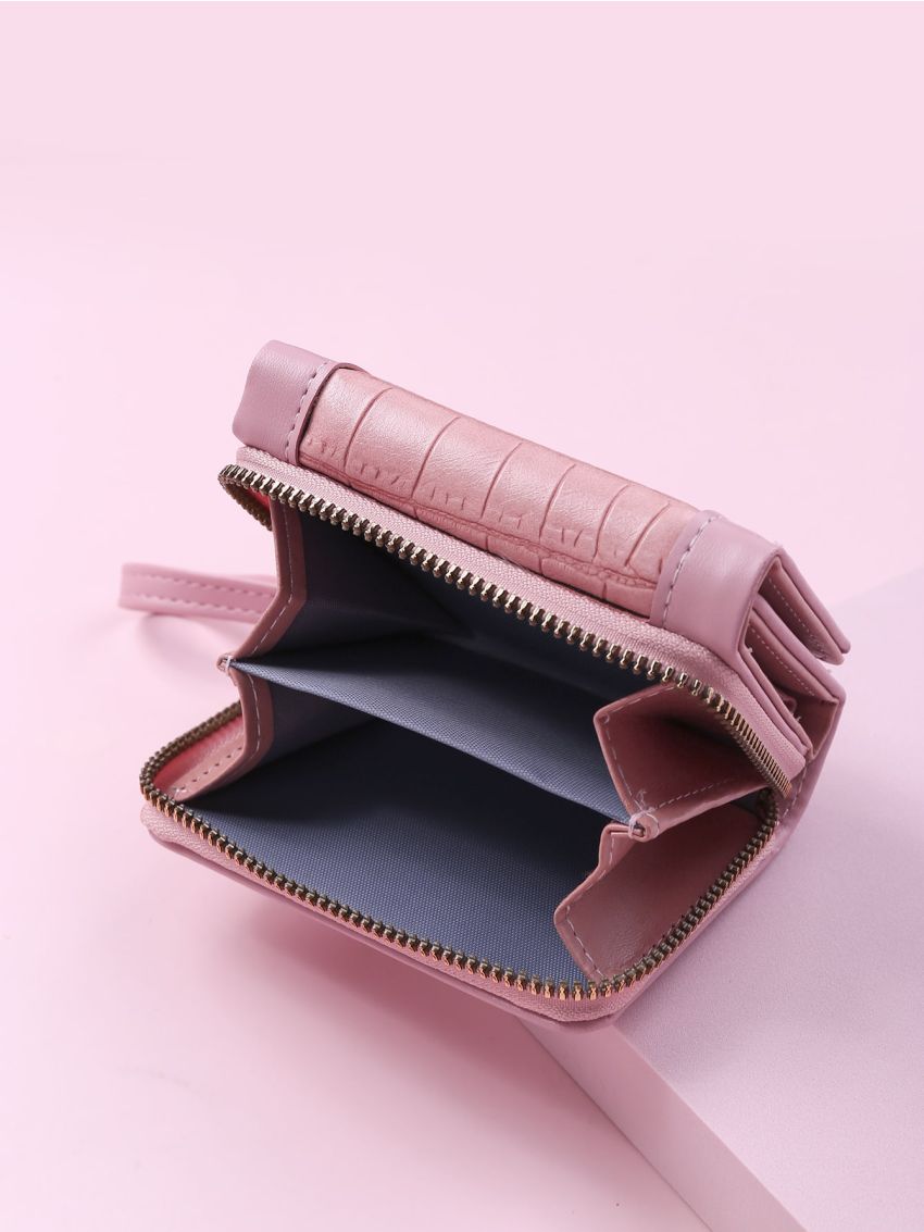 Croc Embossed Fold Over Purse