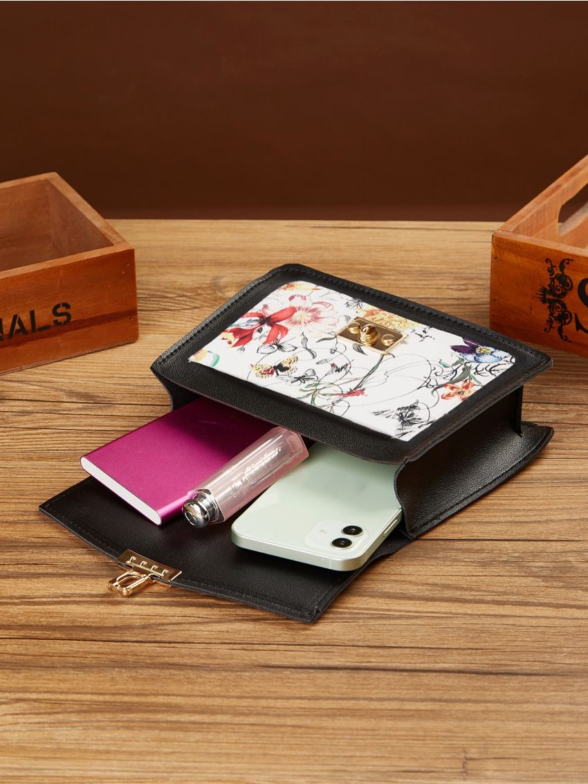 Mini Twist Lock Color Block Flap Chain Satchel Bag