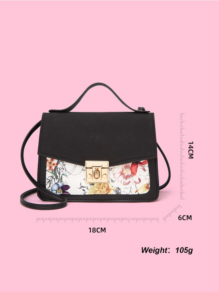 Mini Twist Lock Color Block Flap Chain Satchel Bag