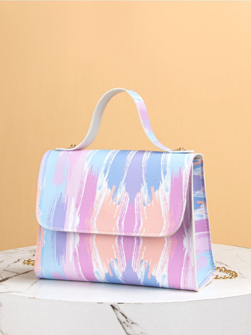 Color Block Flap Chain Bag