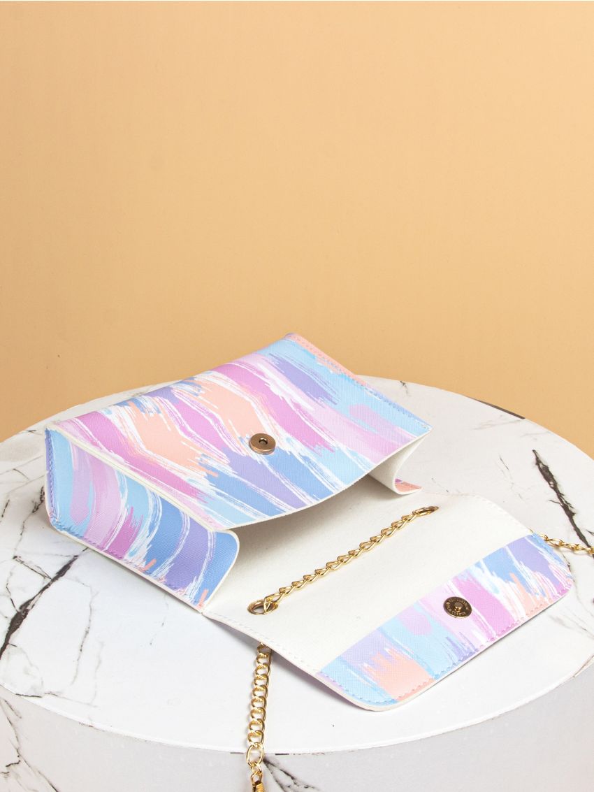 Color Block Flap Chain Bag