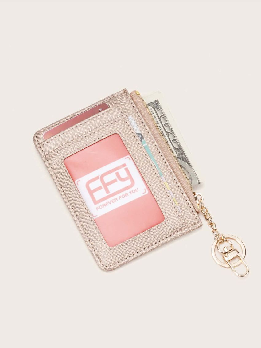 Letter Graphic Card Holder With Keychain