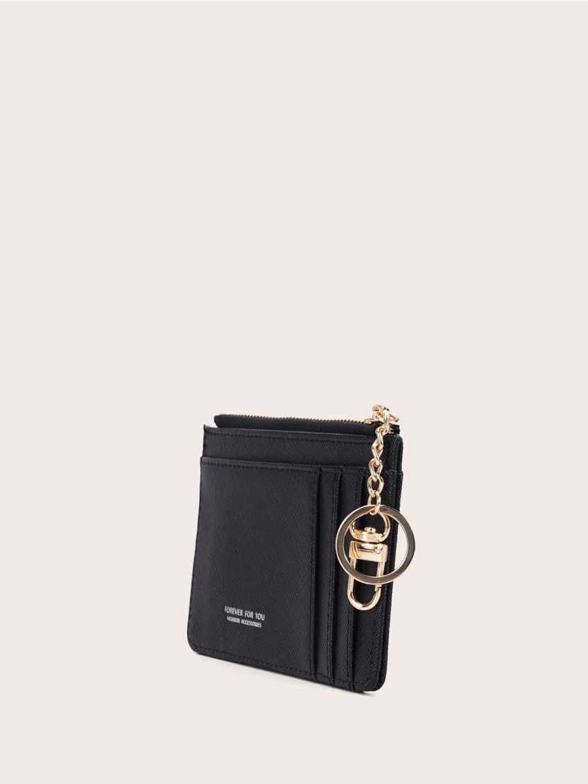 Letter Graphic Card Holder With Keychain