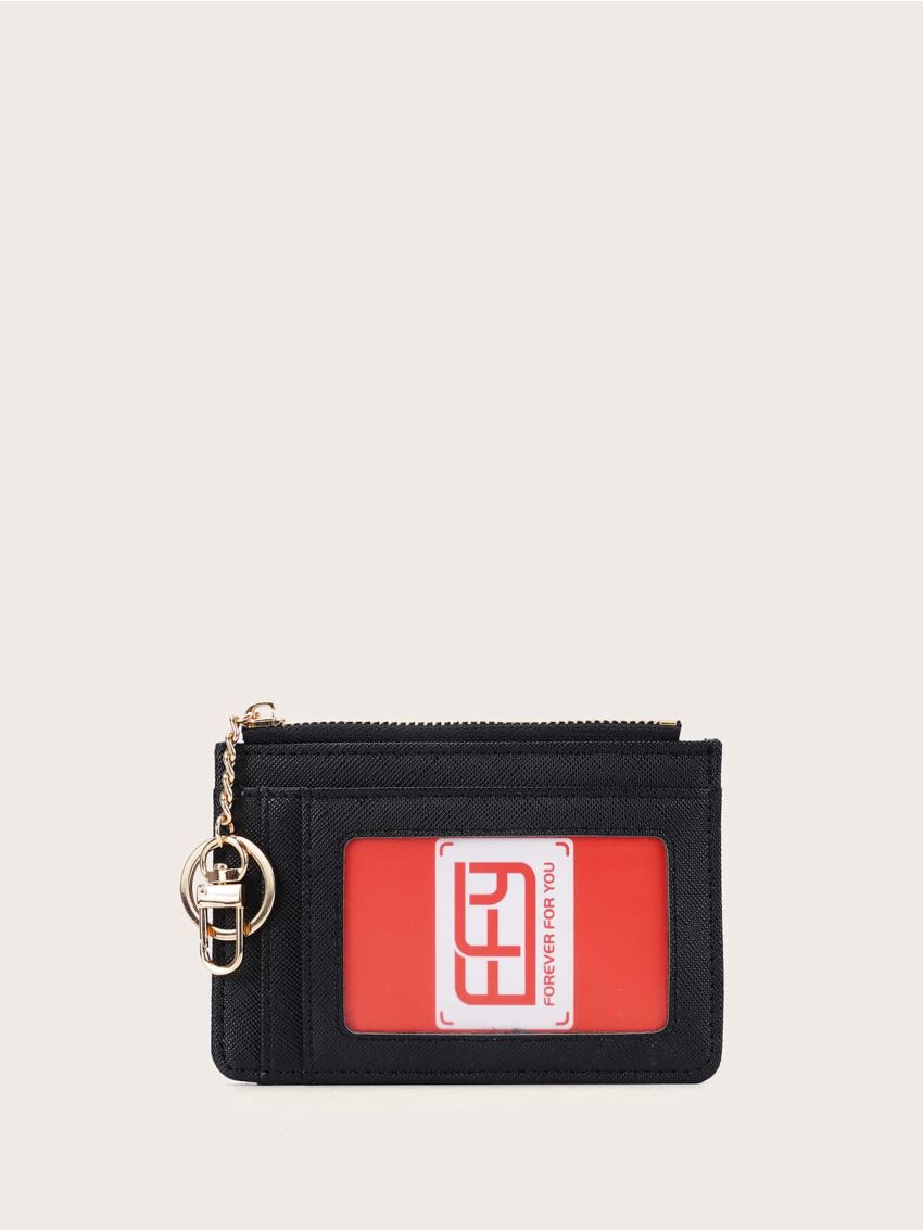 Letter Graphic Card Holder With Keychain