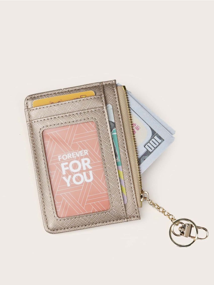 Letter Graphic Card Holder With Keychain