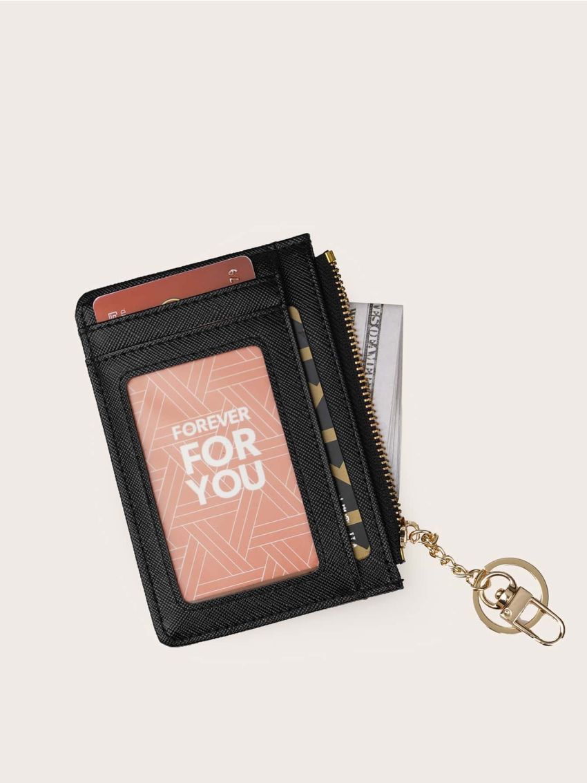 Letter Graphic Card Holder With Keychain