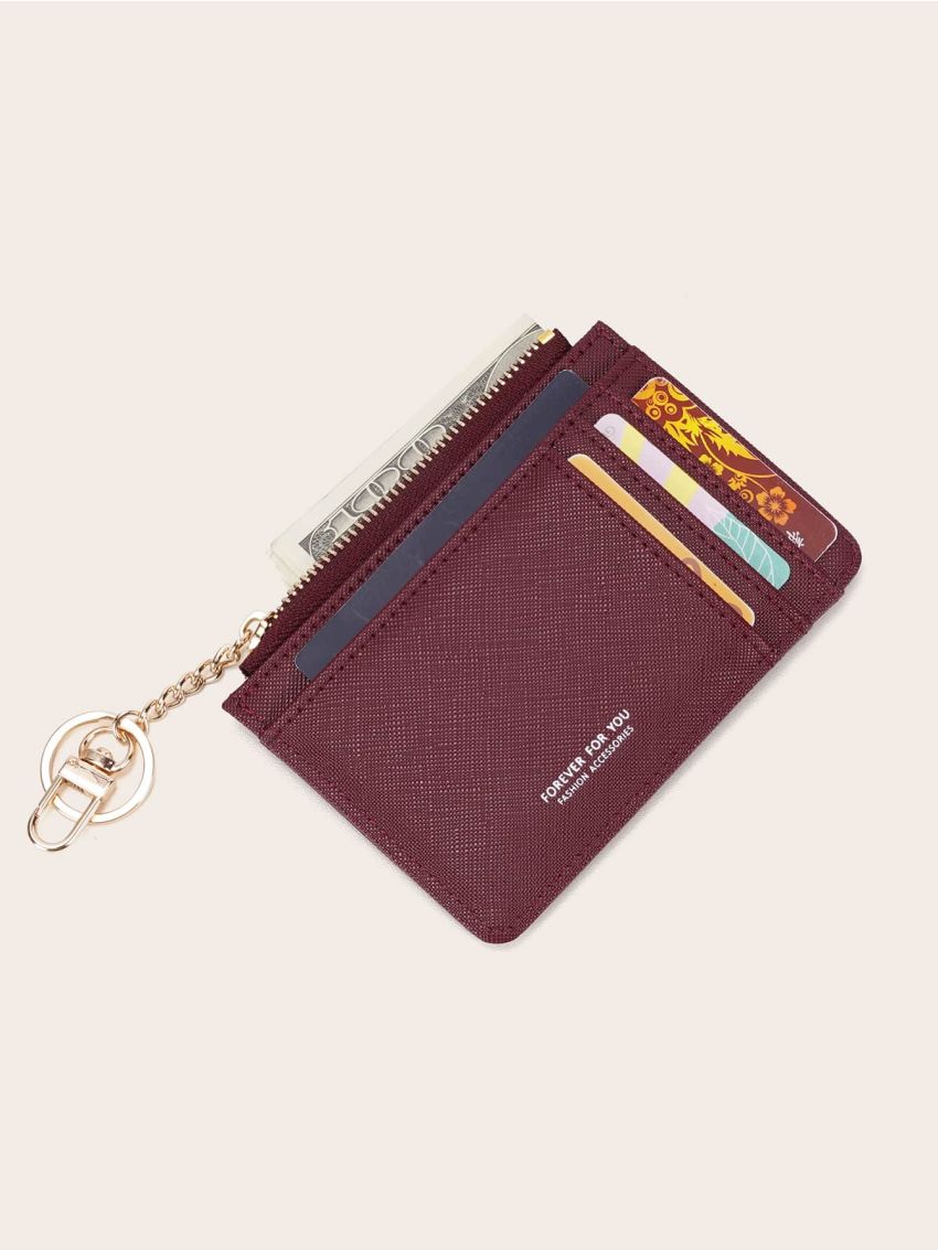 Letter Graphic Card Holder With Keychain