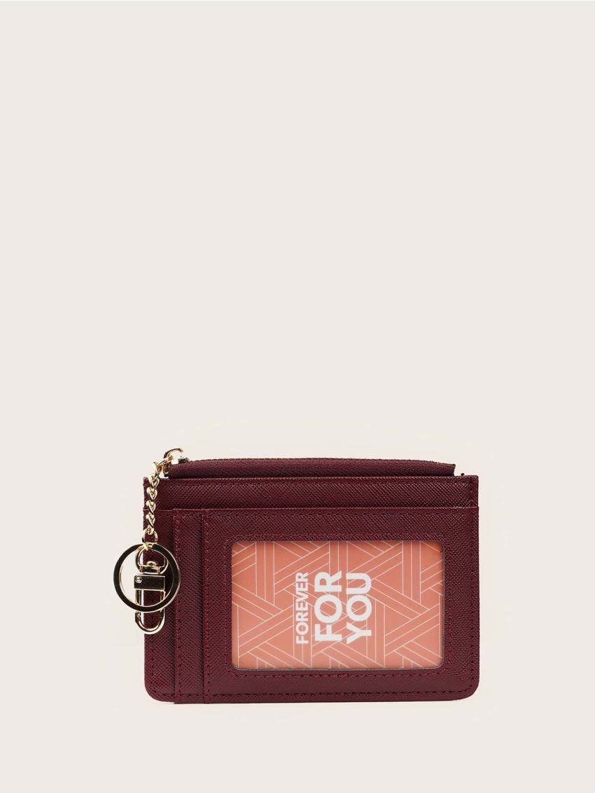 Letter Graphic Card Holder With Keychain