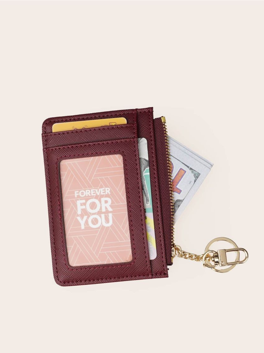 Letter Graphic Card Holder With Keychain