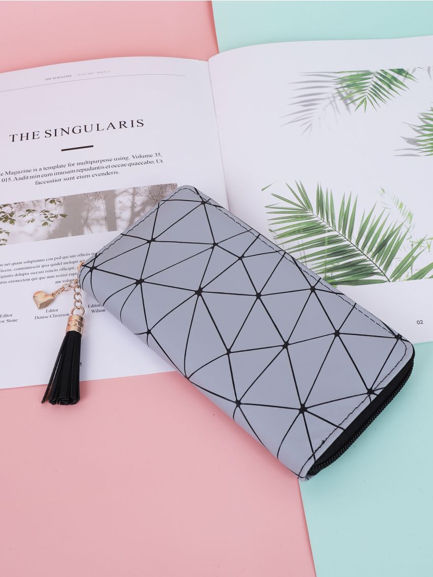 Tassel Decor Geometric Graphic Big Purse