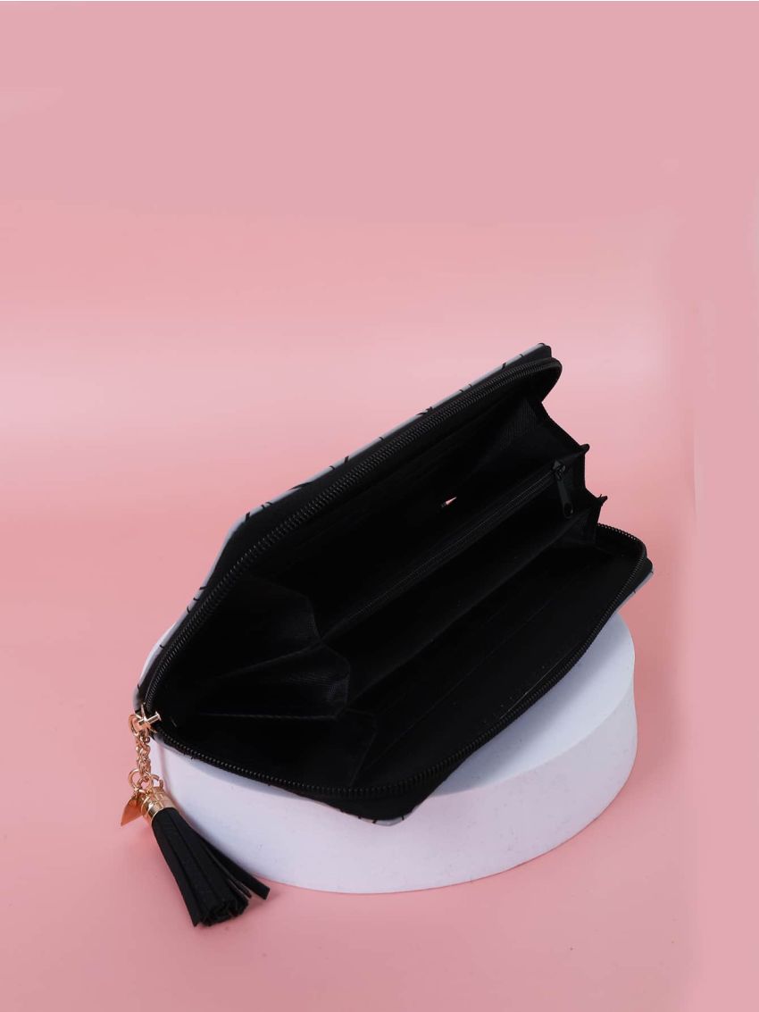 Tassel Decor Geometric Graphic Big Purse