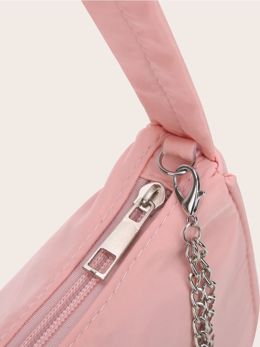 Mini Metal Butterfly & Chain Decor Baguette Bag