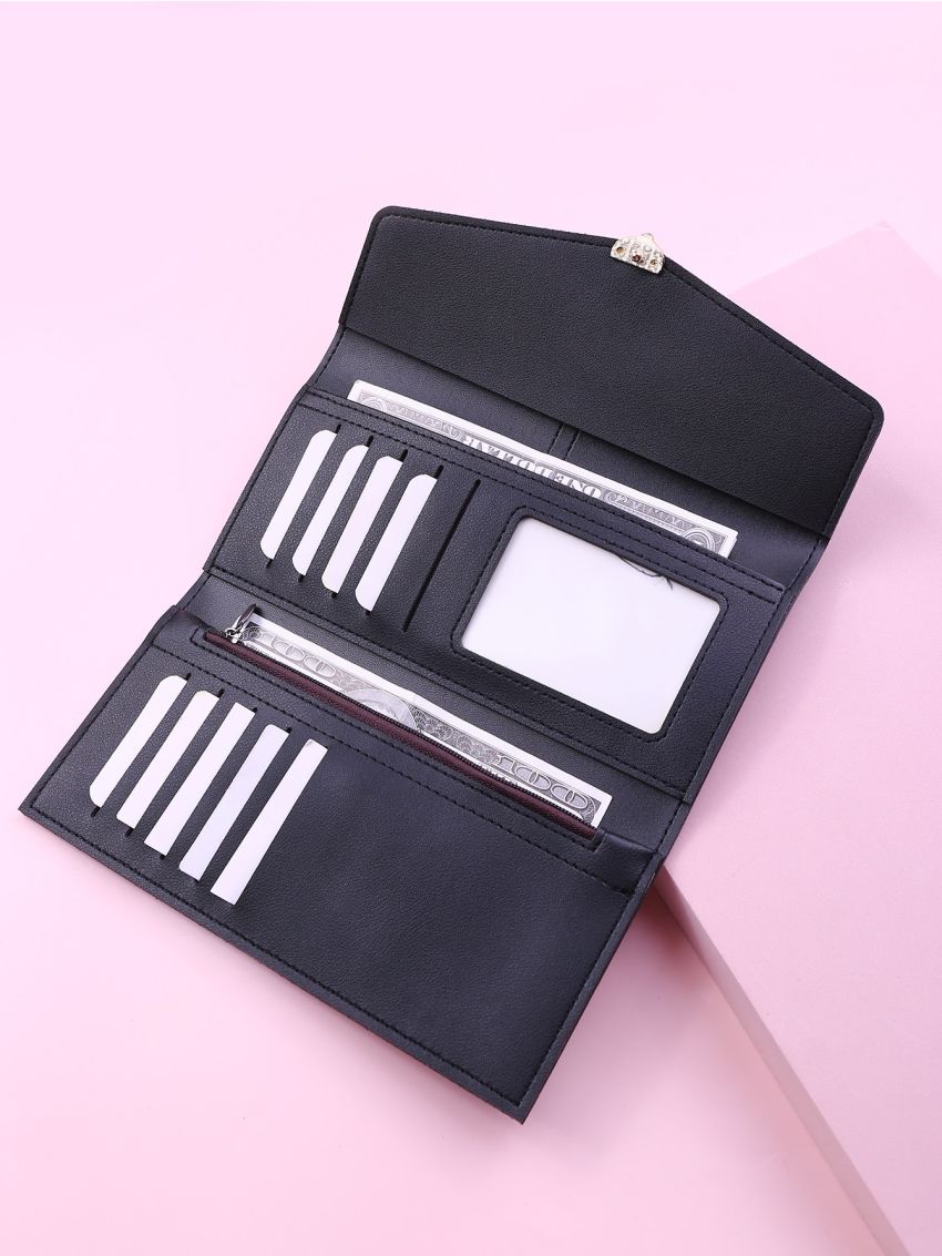 Metal Fox Detail Long Wallet