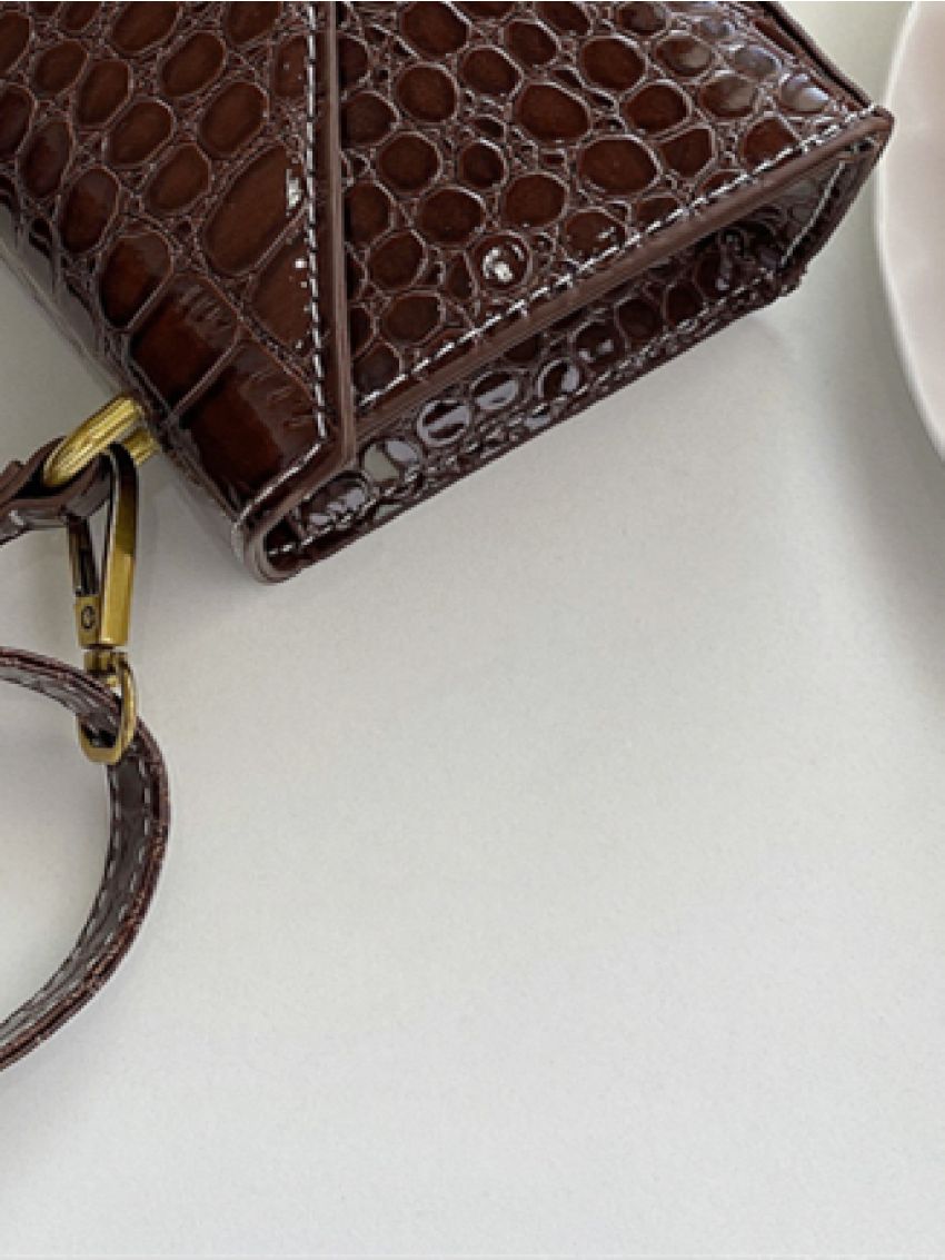 Mini Croc Embossed Top Handle Satchel Bag