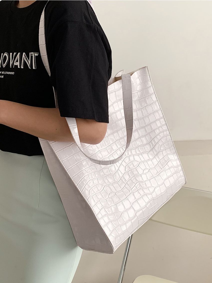 Croc Embossed Tote Bag