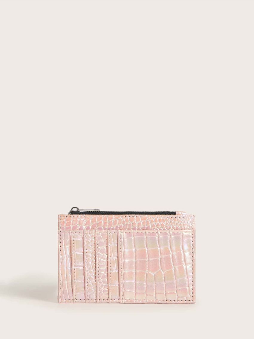 Croc Embossed Purse With Card Holder