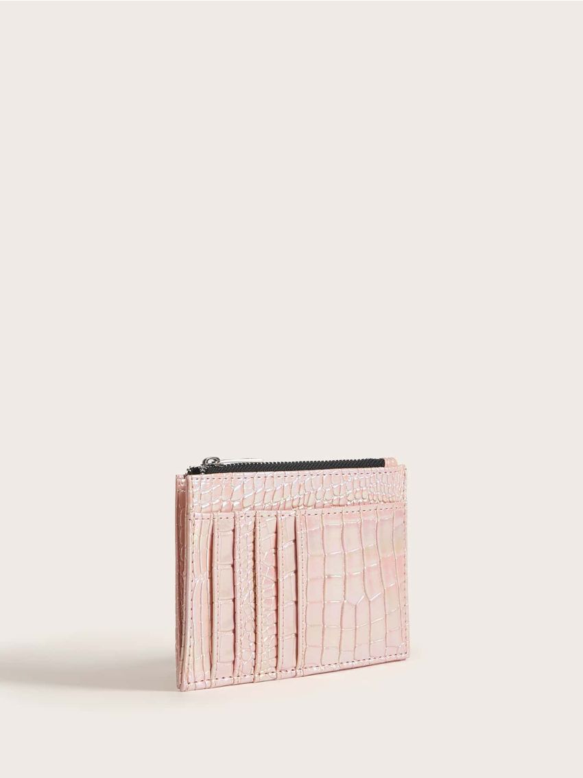 Croc Embossed Purse With Card Holder