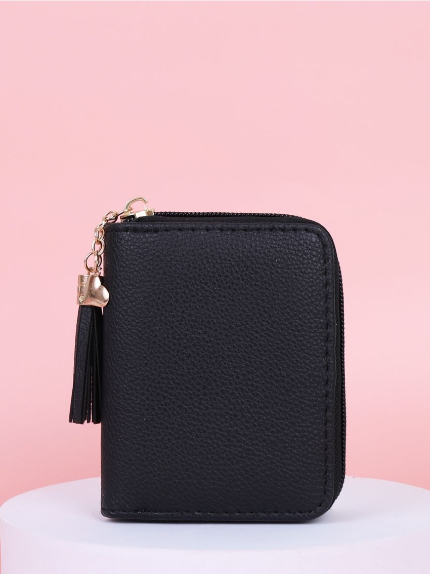Tassel Decor Zipper Around Purse