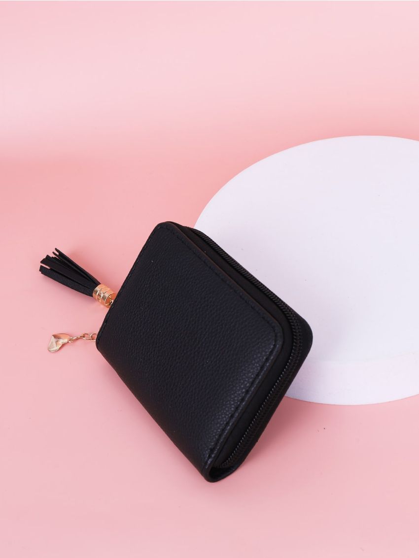 Tassel Decor Zipper Around Purse