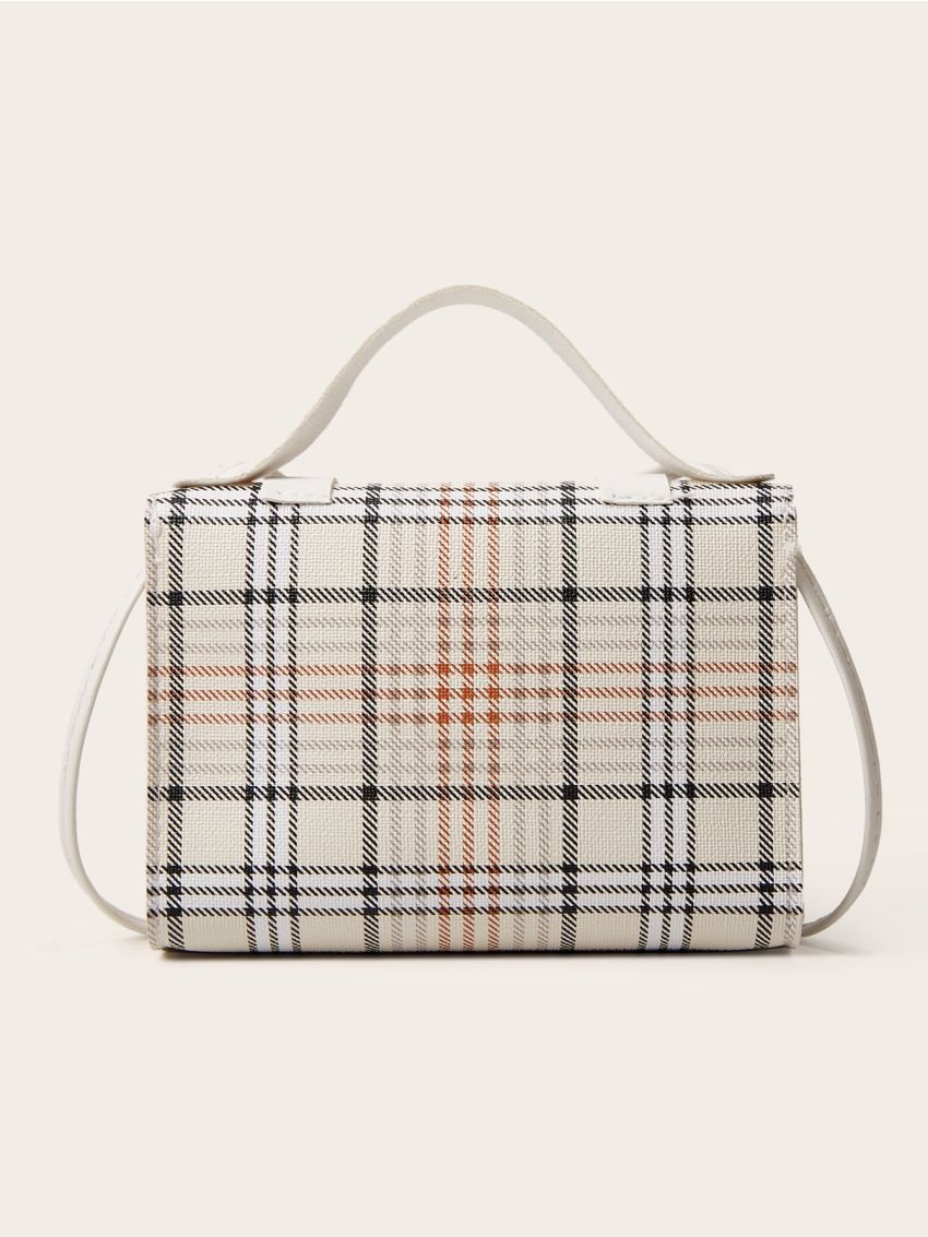 Mini Plaid Pattern Flap Satchel Bag